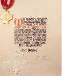 1923-06-12, 70, Ehrenzeichen Universität Wien für Anton Wildgans