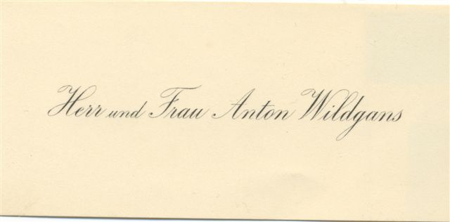 1909, Visitenkarte Herr und Frau Wildgans, von Anton Wildgans