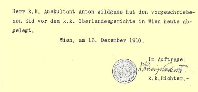 1910-12-13, Eid als Auskulant von Anton Wildgans