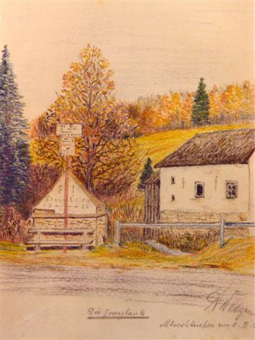 1915, 102, Zeichnung von Anton Wildgans,Mönichkirchen, Grenzstein